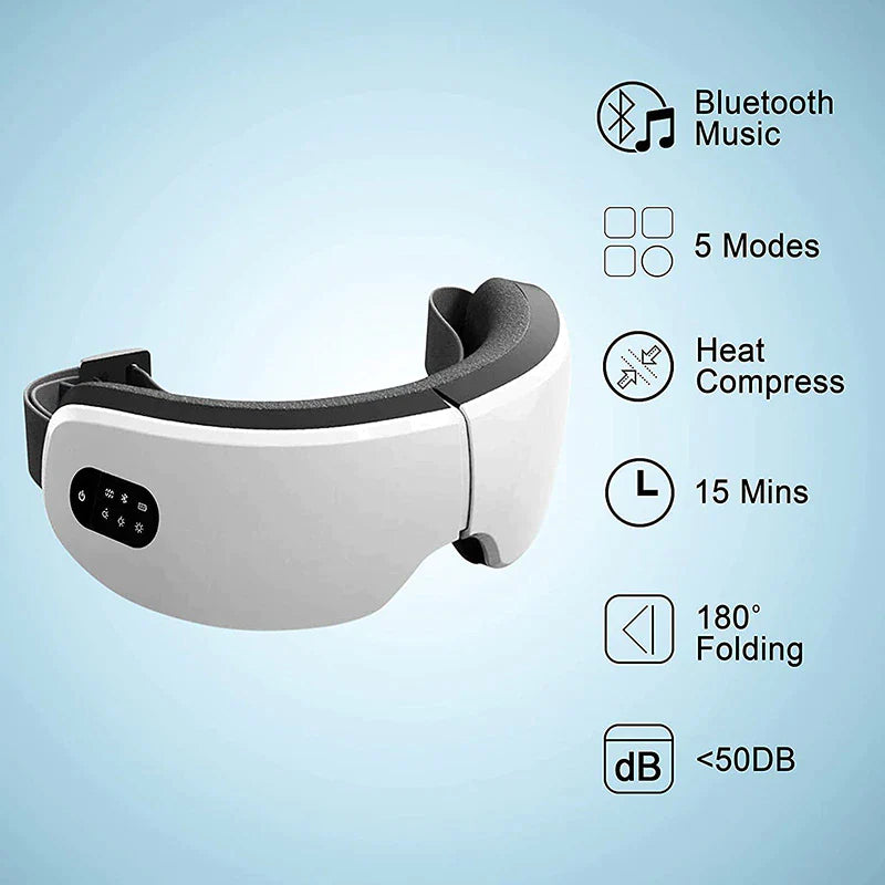 4D Bluetooth Electric Eye Massager with Vibration and Heat Therapy for Eye Care and Dark Circle Reduction