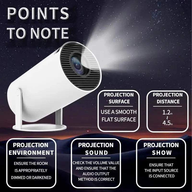 Elevate Your Entertainment with the Portable Android WiFi Bluetooth-Compatible Projector - Perfect for Home, Office, and Outdoor Fun!